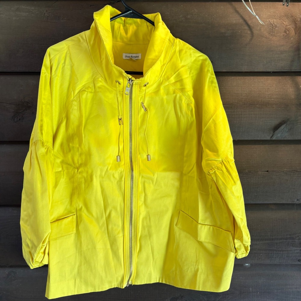 Joan Rivers Womens XL Yellow Zip Front Funnel Neck Jacket A200012